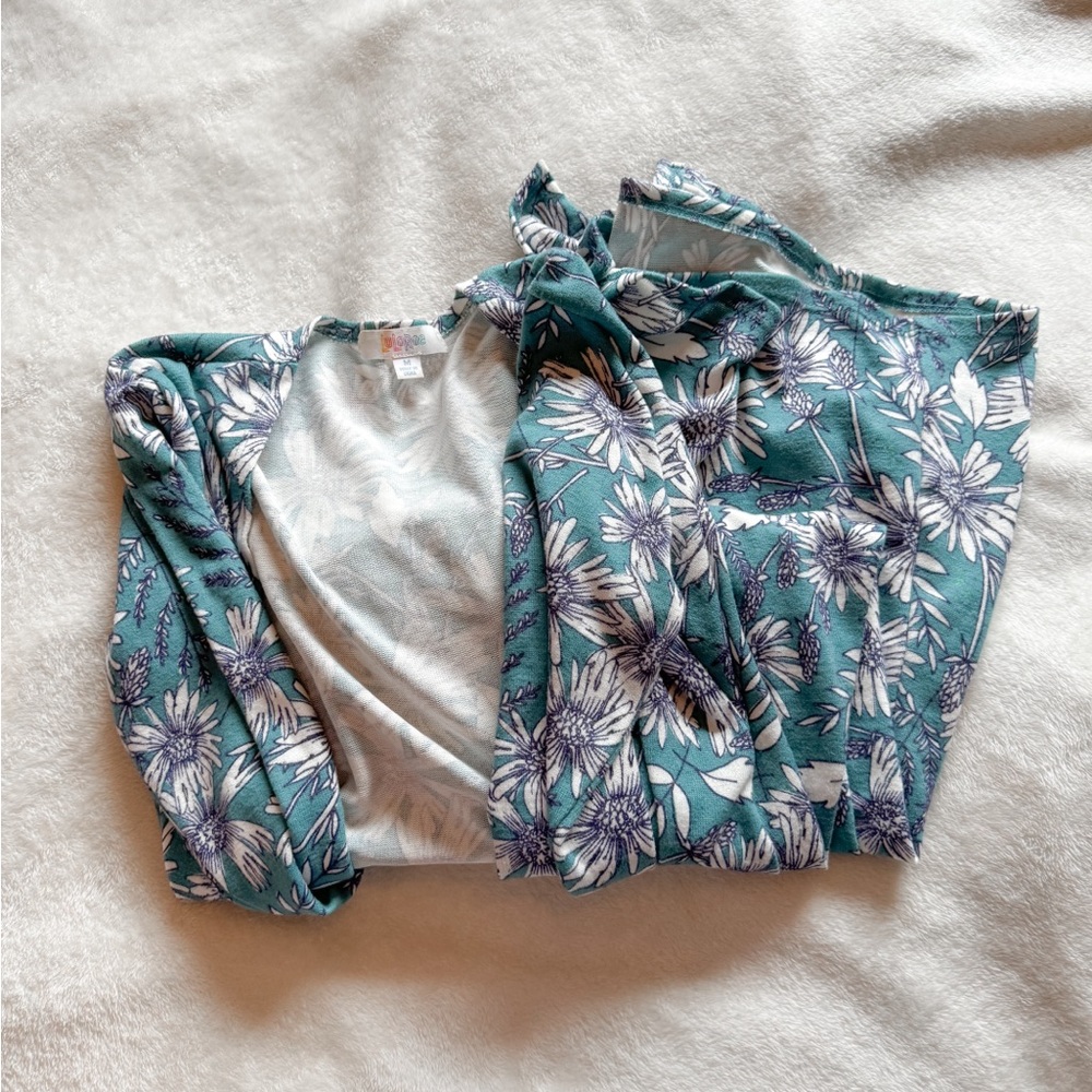 LuLaRoe Sarah Cardigan Teal Floral